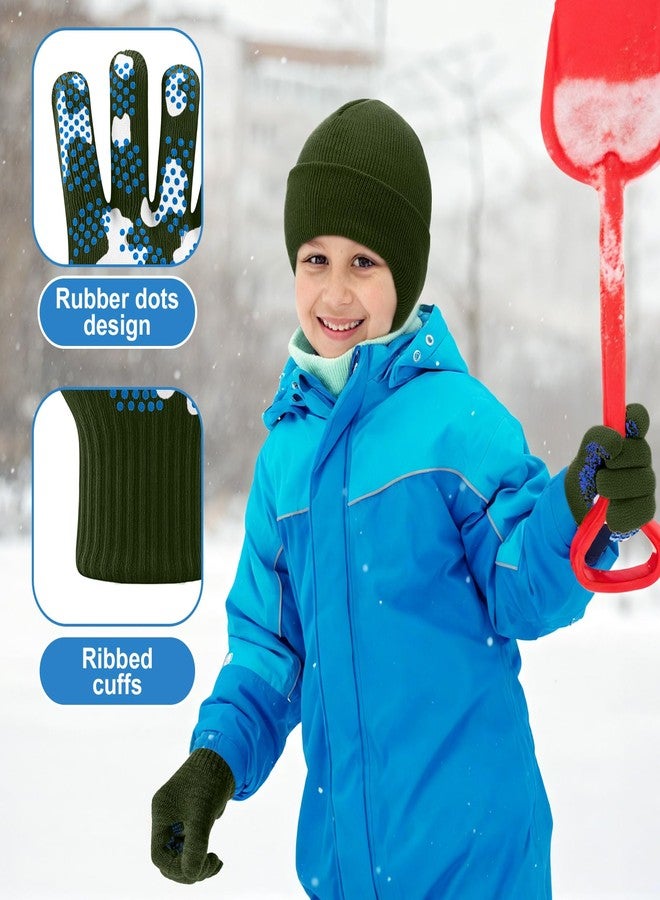 Evervibe 8 Pack Kids Beanie Hats and Gloves Set Knitted Beanies Hat Warm Stretch Gripper Gloves Winter Hats for Boys Girls, Warm, 3-6 Years - Image 3