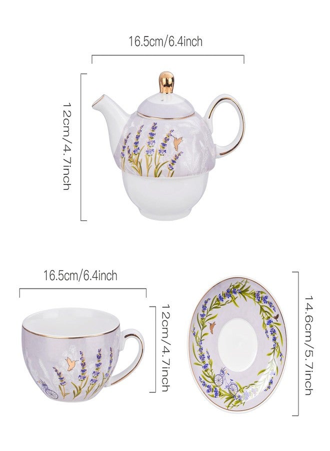 CHILDIKE Tea for One Set, Tea for One Teapot and Cup Set, Individual Teapot with Cup and Saucer, Porcelain Floral Tea Set Gift for Women, Mather, Christmas, Valentine - Image 2