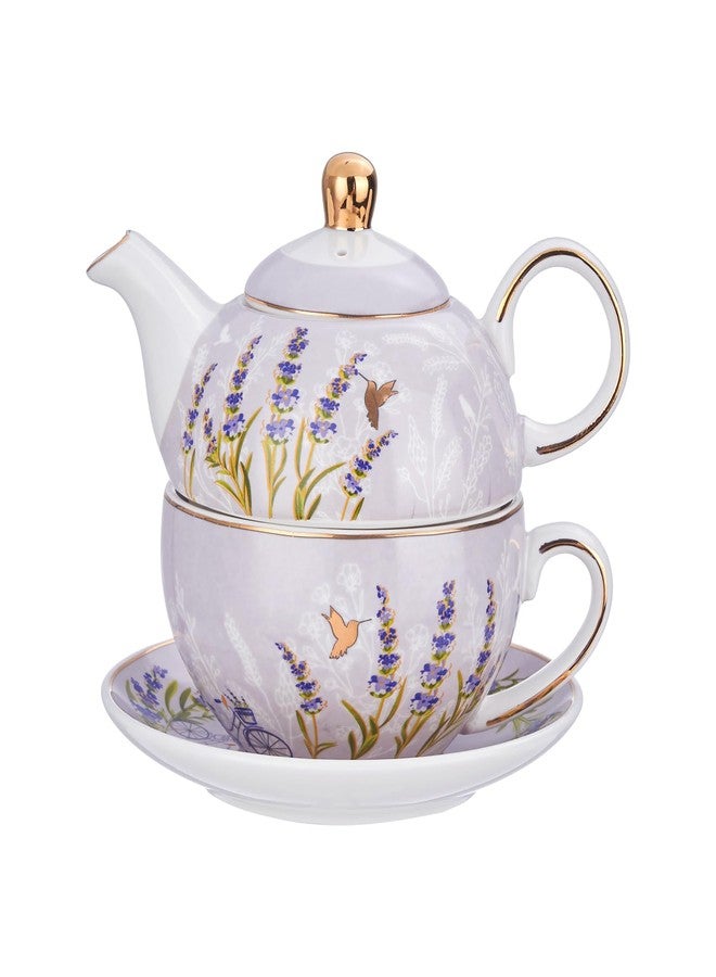 CHILDIKE Tea for One Set, Tea for One Teapot and Cup Set, Individual Teapot with Cup and Saucer, Porcelain Floral Tea Set Gift for Women, Mather, Christmas, Valentine - Image 1