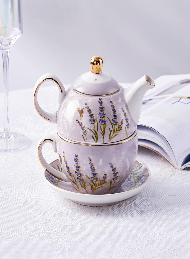 CHILDIKE Tea for One Set, Tea for One Teapot and Cup Set, Individual Teapot with Cup and Saucer, Porcelain Floral Tea Set Gift for Women, Mather, Christmas, Valentine - Image 4
