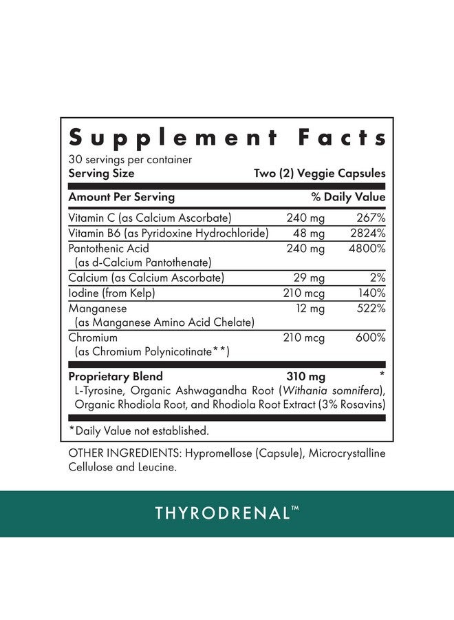 MICHAEL'S Health Naturopathic Programs Thyrodrenal - 60 Vegan Capsules - Supports Thyroid & Adrenal Health - with Vitamin C - 30 Servings - Image 2