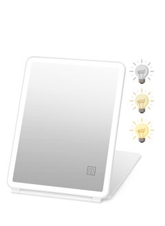 Arabest Rechargeable Travel Makeup Vanity Mirror with 72 Led Lights, Portable Lighted Makeup Beauty Mirror, 3 Color Lighting, Dimmable Touch Screen, Tabletop LED Folding Cosmetic Mirror with Lights  - Image 1