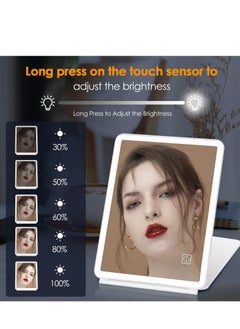 Arabest Rechargeable Travel Makeup Vanity Mirror with 72 Led Lights, Portable Lighted Makeup Beauty Mirror, 3 Color Lighting, Dimmable Touch Screen, Tabletop LED Folding Cosmetic Mirror with Lights  - Image 4