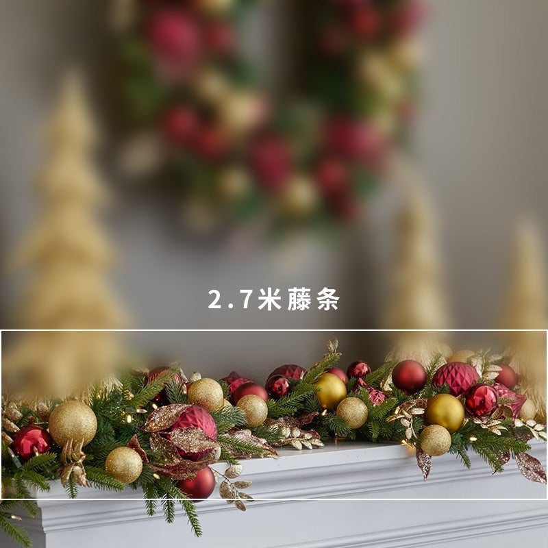 Christmas Wreath 50/60/80Cm Door Hanging Rattan Circle 2.7M Rattan Christmas Tree Window Christmas Decoration Supplies - Image 1