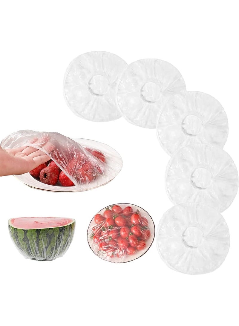 MOMENT MOMENT 100 Pieces Fresh Keeping Bags Elastic Food Storage Covers Plate Bowl Covers Reusable Clear Stretch Plastic covers for Bowls Drawstring Storage Bags for Family Outdoor Picnic Wrap Lid  - Image 1