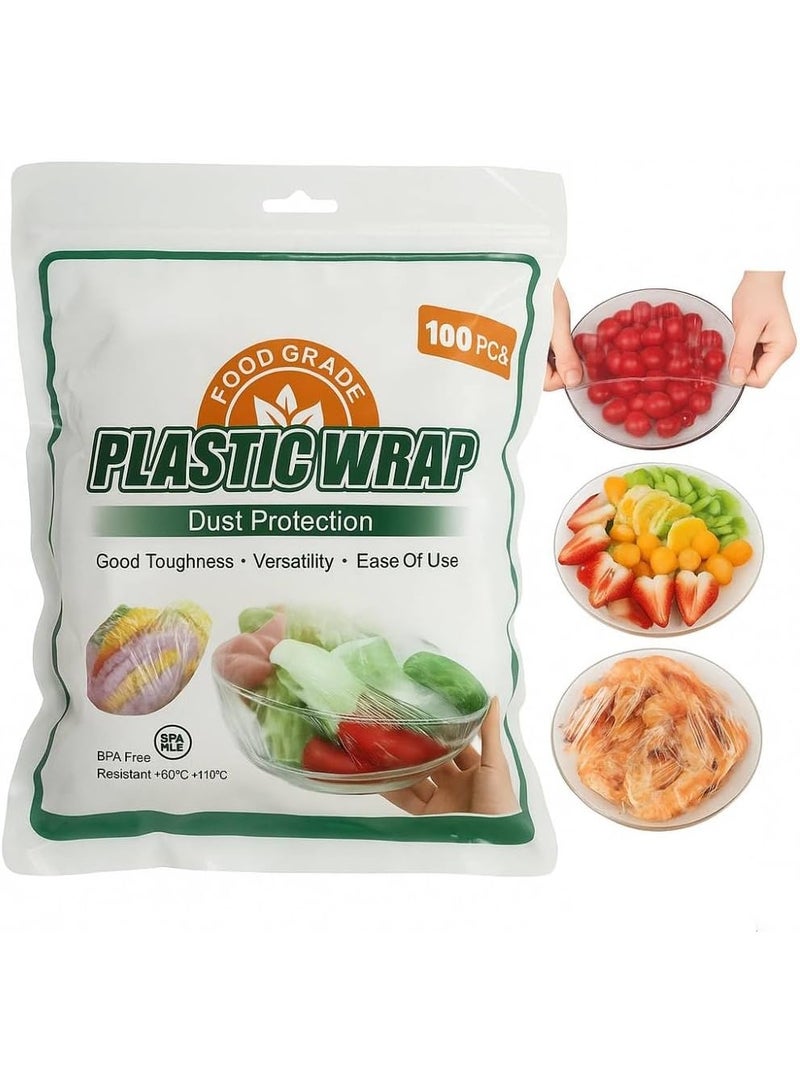 MOMENT MOMENT 100 Pieces Fresh Keeping Bags Elastic Food Storage Covers Plate Bowl Covers Reusable Clear Stretch Plastic covers for Bowls Drawstring Storage Bags for Family Outdoor Picnic Wrap Lid  - Image 4