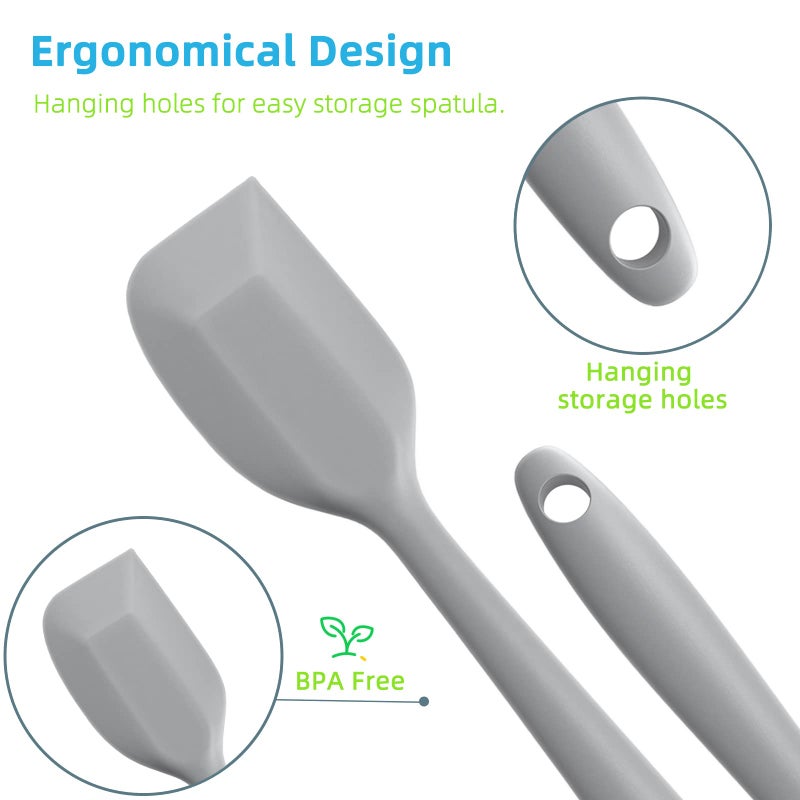 Secura Silicone Spatula Non Stick Rubber Kitchen Spatulas Suitable for Cooking Mixing and Collect Milk Foam Gray small - Image 2