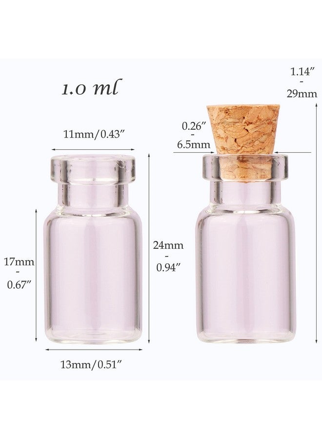 MaxMau 100pcs 1ml Small Mini Glass Bottles Jars with Cork Stoppers Tiny Vials for DIY Art Crafts Wedding Favors - Image 3
