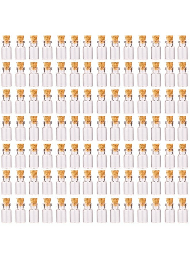 MaxMau 100pcs 1ml Small Mini Glass Bottles Jars with Cork Stoppers Tiny Vials for DIY Art Crafts Wedding Favors - Image 1