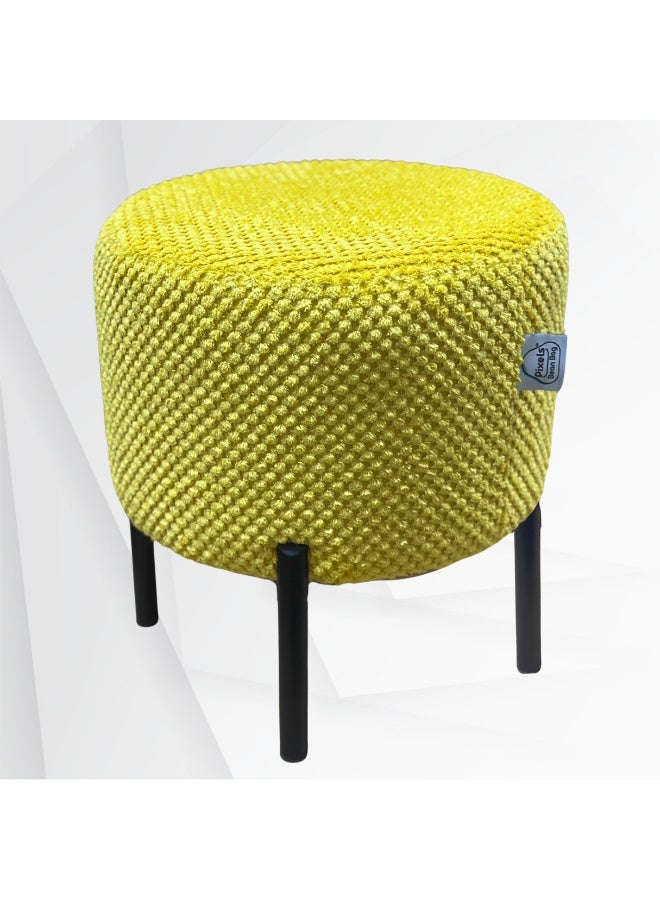 PixelsBeanBag Round Ottoman Linen Fabric by PixelsBeanBag with Metal Legs, for Living Room and Bedroom. - Image 2