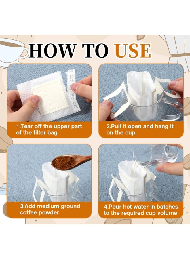 100 Pcs Portable Coffee Filter Paper Bags, Hanging Ear Drip Single Serve Disposable Pour Over Filters for Travel, Camping & Home - Image 5