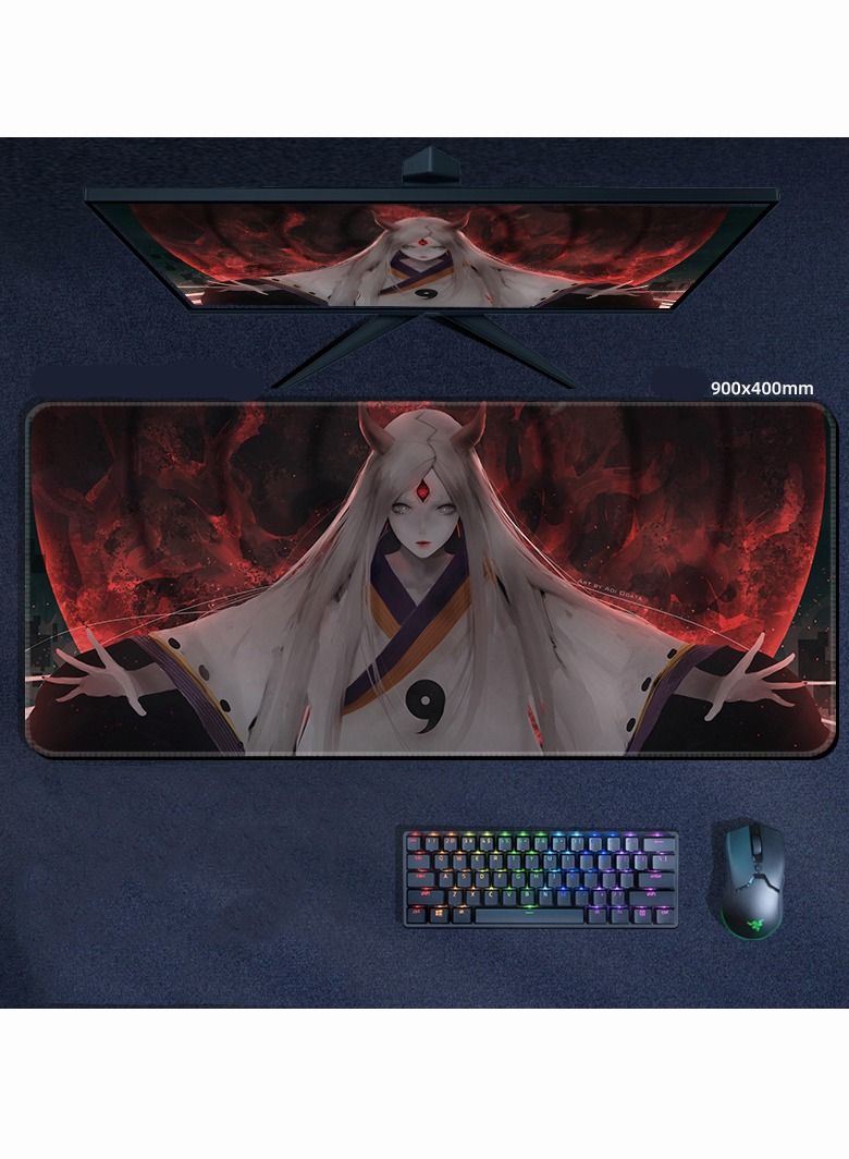 Naruto Large Mouse Pad for Computer Non Slip Rubber Base 900*400*3mm Home Office Long Stitched Edge Mouse Mat for Laptop