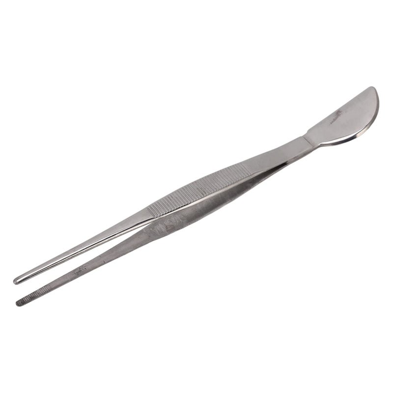 Straight Stainless Steel Bonsai Tweezers With Crescent Spatula For Soil And Weed Removal - Image 5