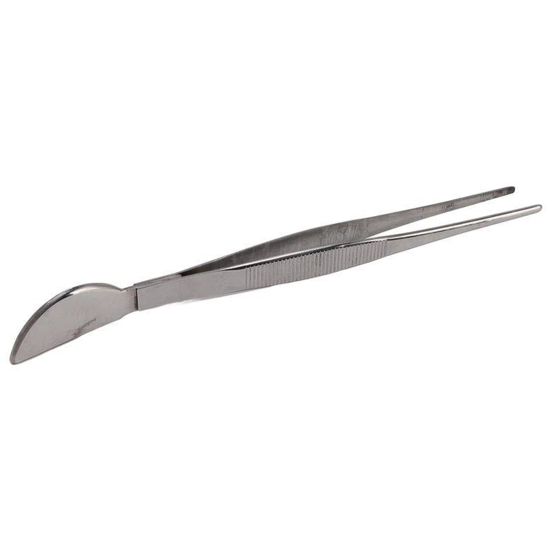 Straight Stainless Steel Bonsai Tweezers With Crescent Spatula For Soil And Weed Removal - Image 3