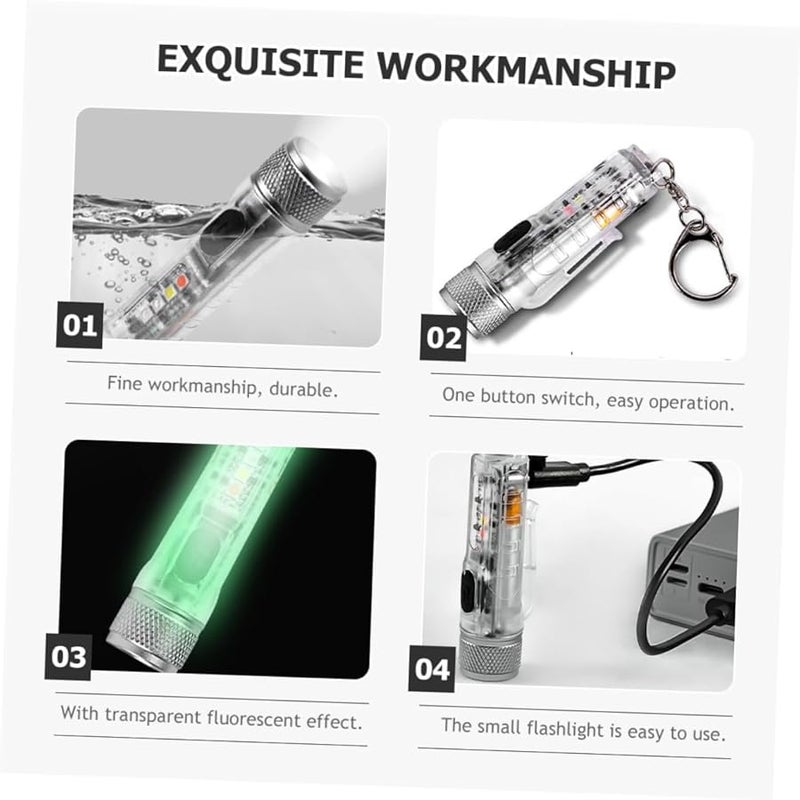 DOITOOL مصباح يدوي صغير قابل لإعادة الشحن قابل للتعديل مع ضوء LED ساطع أبيض شفاف محمول قابل للزوم - Image 4