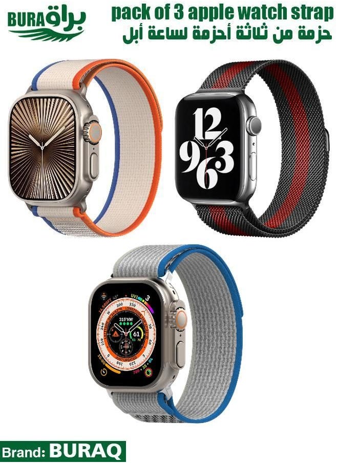 BURAQ - Apple Watch Band Strap For Apple Watch Ultra 2/Ultra 49mm, Series 10 46mm, 9/8/7 45mm, SE2/SE/6/5/4 44mm, 3/2/1 42mm - Image 1