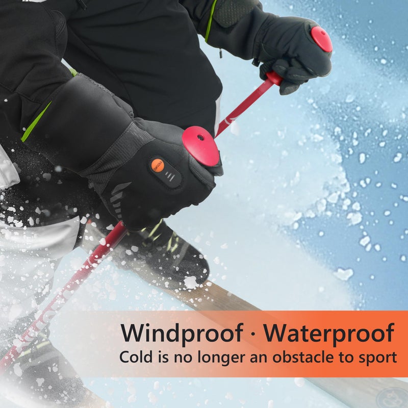 Luckcolor Heated Gloves for Men Women, Rechargeable Waterproof Heated Work Gloves with Arthritis Raynaud's Relief for Ski Golf Hiking Driving (Black+Green, X-Large) - Image 3