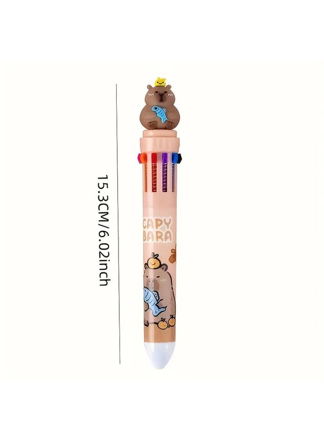 Capybara Cartoon Bear 4 In 1 Ergonomic Fine Point Pen Set 10 Color Ink One Pen Random Color - Image 3