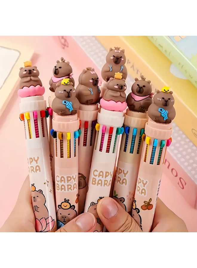 Capybara Cartoon Bear 4 In 1 Ergonomic Fine Point Pen Set 10 Color Ink One Pen Random Color - Image 1