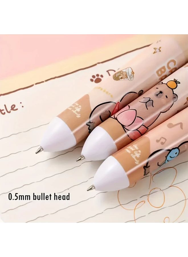 Capybara Cartoon Bear 4 In 1 Ergonomic Fine Point Pen Set 10 Color Ink One Pen Random Color - Image 2