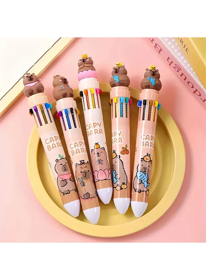 Capybara Cartoon Bear 4 In 1 Ergonomic Fine Point Pen Set 10 Color Ink One Pen Random Color - Image 4