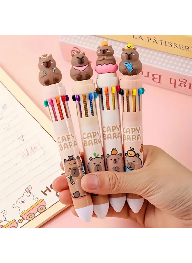 Capybara Cartoon Bear 4 In 1 Ergonomic Fine Point Pen Set 10 Color Ink One Pen Random Color - Image 5