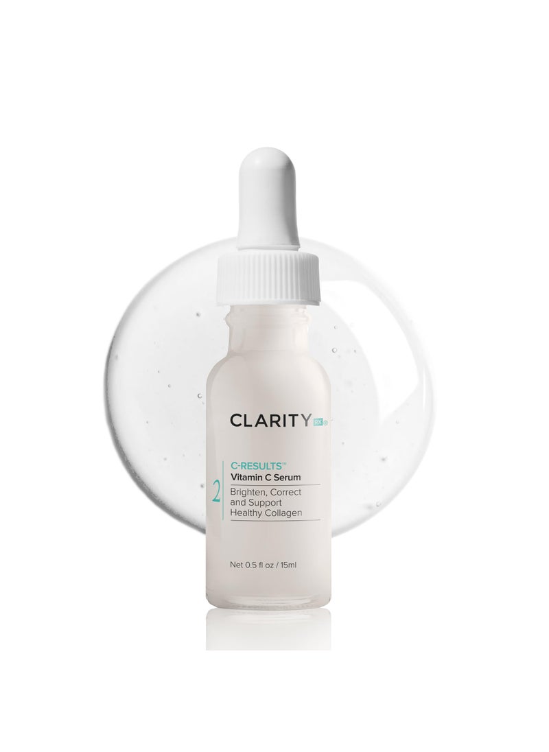 ClarityRx - ClarityRx C-Results Vitamin C Brightening Face Serum, Natural Plant-Based Anti-Aging Facial Treatment for Dark Spots & Acne Scars (0.5 fl oz) - Image 1