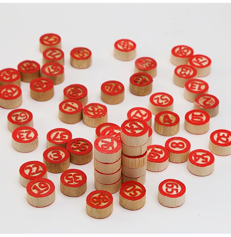 138 Pcs Wooden Bingo Lotto Number Game Chess Set With 90 Number Pieces And 48 Cards For Family Party Multiplayer Entertainment - Image 5