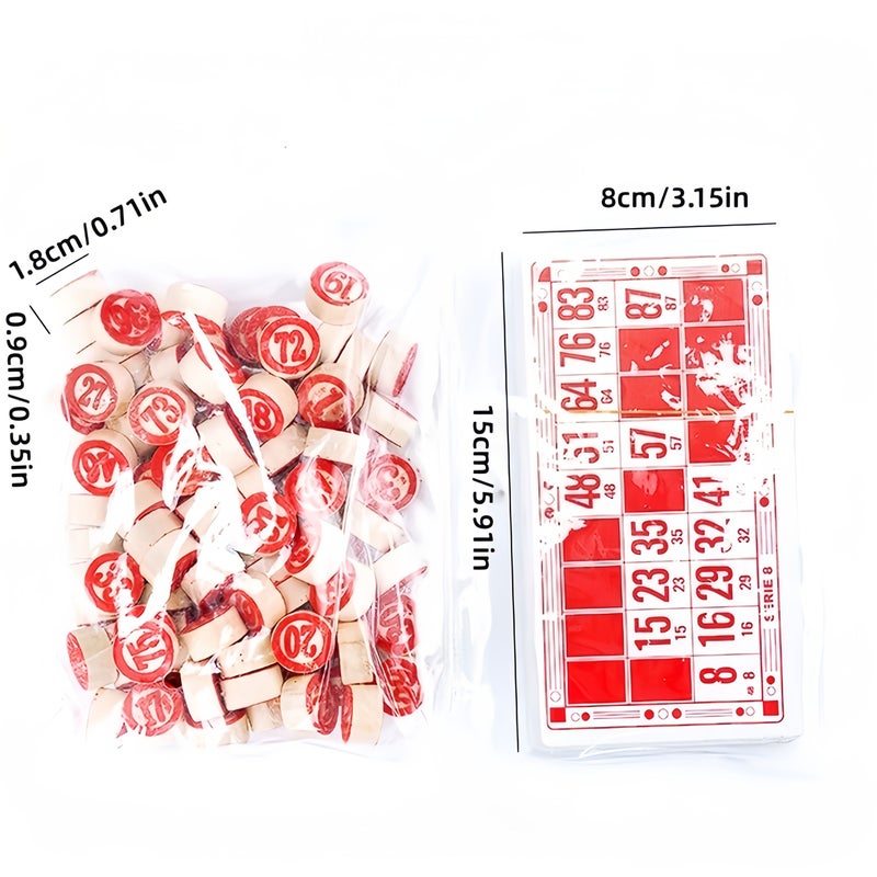 138 Pcs Wooden Bingo Lotto Number Game Chess Set With 90 Number Pieces And 48 Cards For Family Party Multiplayer Entertainment - Image 3