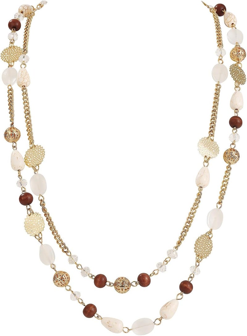 Bocar Long Necklaces for Women Trendy, Boho Layered Crystal Beaded Collar Necklaces for Women, Fashion Statement Necklaces Jewelry - Image 1