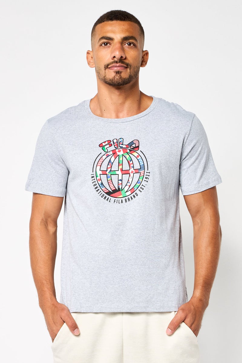 FILA Men Sportswear Fit Short Sleeves Outdoor T-Shirt, Grey - Image 1