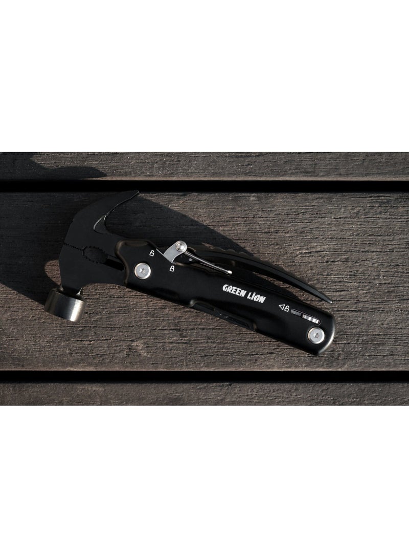GREEN LION 12-in-1 Multitool Hammer with Stainless Steel Material / Needle-Nose Pliers / Standard Pliers / Wire Cutter / Nail Puller / Bottle Opener / Blade / Philips Screwdriver / Fish Scaler / Slotted Screwdriver & Nail File - Black - Image 4