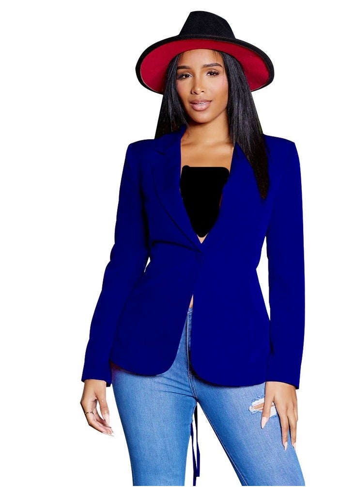 Shougu Fashion V-neck Small Suit Solid Color Long Sleeved Top  - Image 1