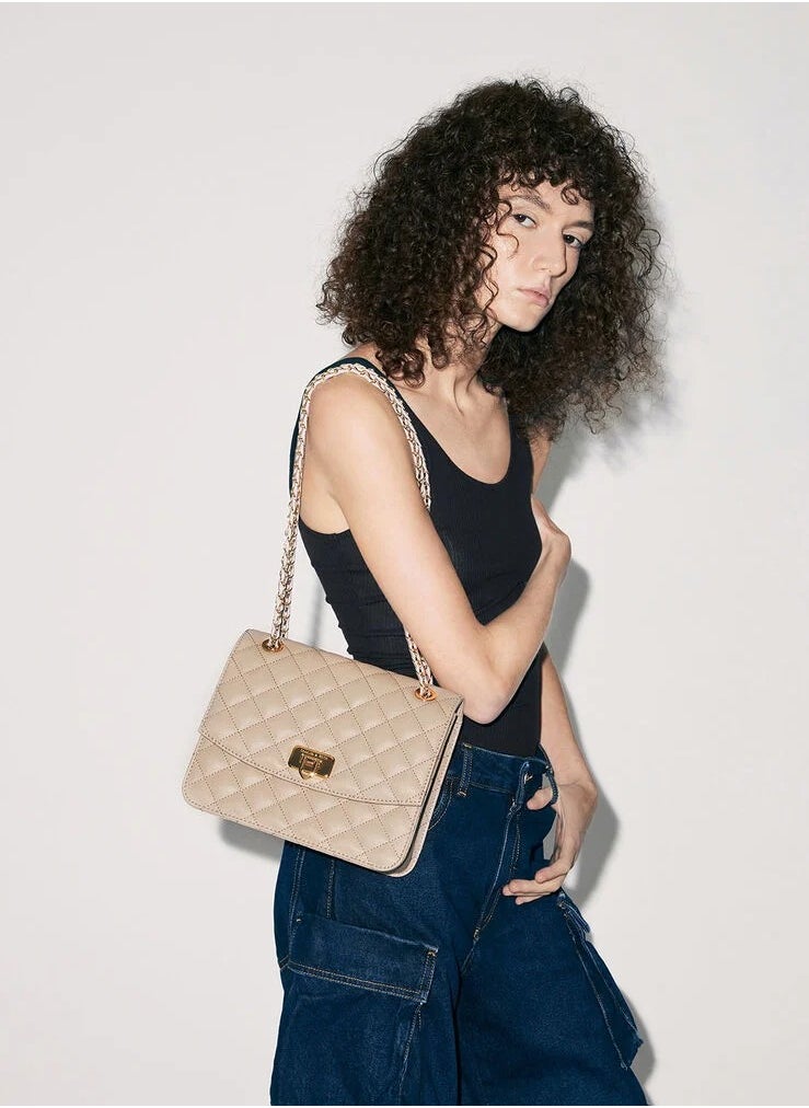 Charles & Keith Quilted Chain Strap Clutch  - Image 4
