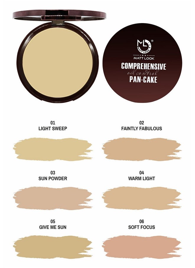 matt look Mattlook Comprehensive Oil-Control Pan-Cake Pressed Powder | Face Makeup | Available In 6 Shades | Water Proof And Sweat Proof | Light Weight In Texture | Easy To Apply And Blend | Long Wear Make Up | Comes With A Sponge | 28Gm Light-Sweep  - Image 5