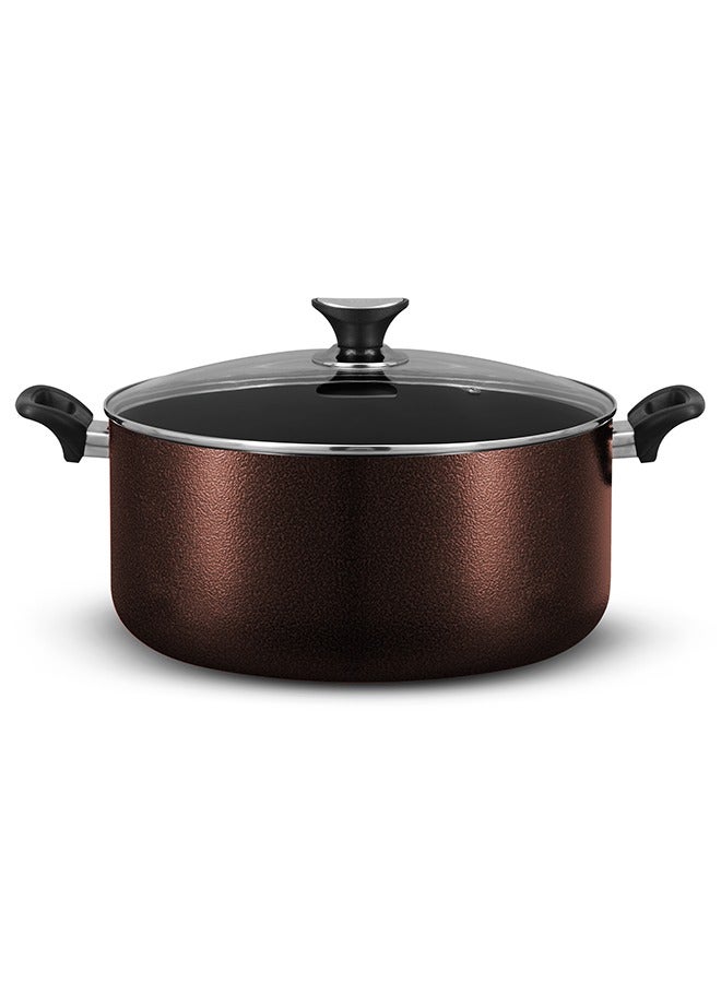 SONEX طاجن سونيكس غير لاصق 40 سم مع غطاء - سعة 19 لتر، خالي من PFOA، طلاء تيفلون نيفرستيك بلس، هيكل خارجي من المينا المتين، آمن في غسالة الصحون، يخدم 18 - 20 شخصاً - Image 1