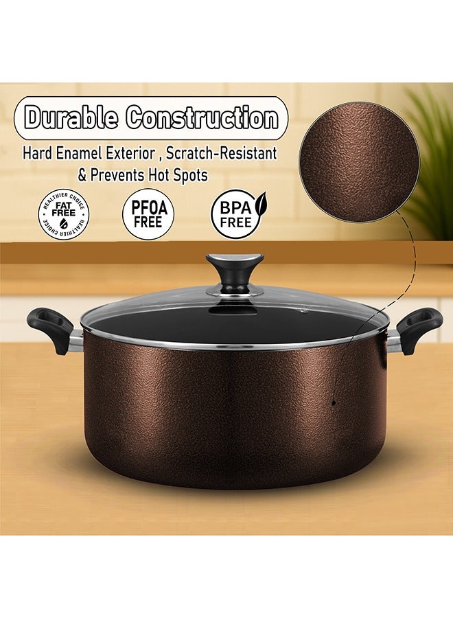 SONEX طاجن سونيكس غير لاصق 40 سم مع غطاء - سعة 19 لتر، خالي من PFOA، طلاء تيفلون نيفرستيك بلس، هيكل خارجي من المينا المتين، آمن في غسالة الصحون، يخدم 18 - 20 شخصاً - Image 4