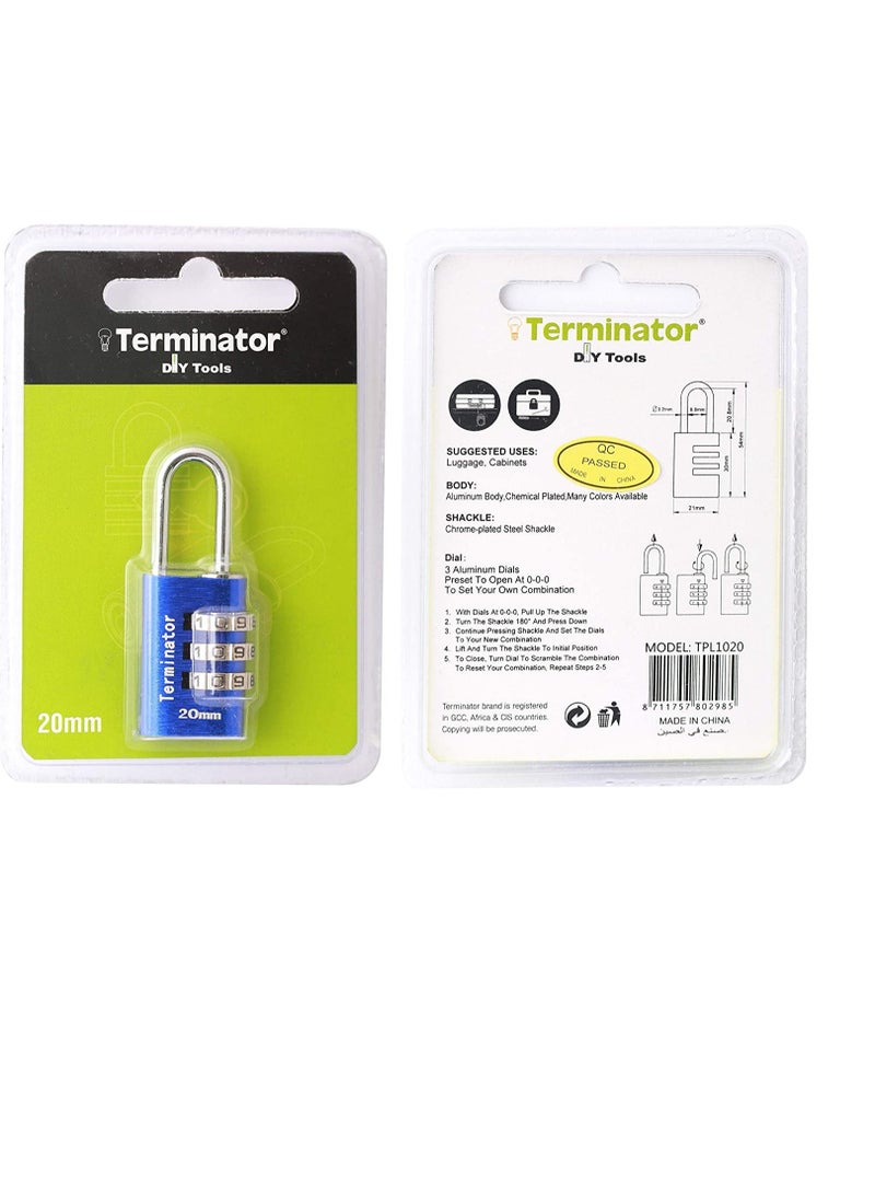 Terminator Terminator Combination Pad Lock TPL 1020B - Image 1