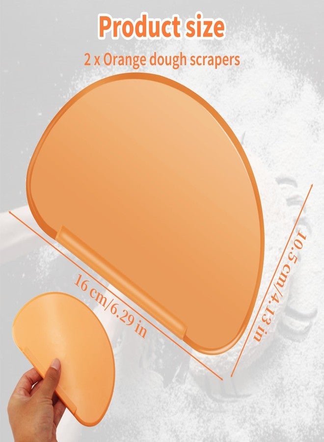 Pretwad Bowl Scraper 2PCS Silicone Bread Dough Scraper Bowl Spatula Curved Edge Flexible Bowl Scraper for Baking Food Scraper for Sourdough Bread Proofing Basket Pastry Cutter Tool, Orange - Image 2