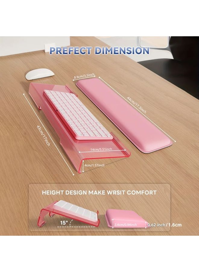 ساند معصم لوحة المفاتيح المريح الوردي قابلة لضبط الارتفاع قاعدة غير قابلة للانزلاق مريحة في الكتابة - Image 5