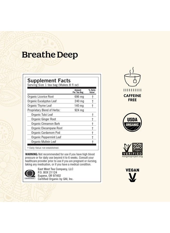 YOGI شاي تنفس عميق - 16 كيس شاي لكل عبوة (6 عبوات) - شاي تنفسي عضوي - يدعم صحة الجهاز التنفسي - يحتوي على جذر عرق السوس، ورقة الكينا، جذر الزنجبيل وقشرة القرفة - Image 3