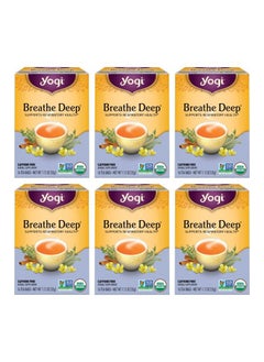 YOGI Tea Breathe Deep Tea - 16 Tea Bags per Pack (6 Packs) - Organic Respiratory Tea - Supports Respiratory Health - Includes Licorice Root, Eucalyptus Leaf, Ginger Root & Cinnamon Bark  - Image 1
