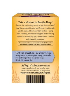 YOGI Tea Breathe Deep Tea - 16 Tea Bags per Pack (6 Packs) - Organic Respiratory Tea - Supports Respiratory Health - Includes Licorice Root, Eucalyptus Leaf, Ginger Root & Cinnamon Bark  - Image 2