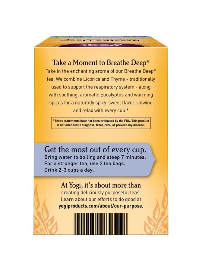 YOGI شاي تنفس عميق - 16 كيس شاي لكل عبوة (6 عبوات) - شاي تنفسي عضوي - يدعم صحة الجهاز التنفسي - يحتوي على جذر عرق السوس، ورقة الكينا، جذر الزنجبيل وقشرة القرفة - Image 2