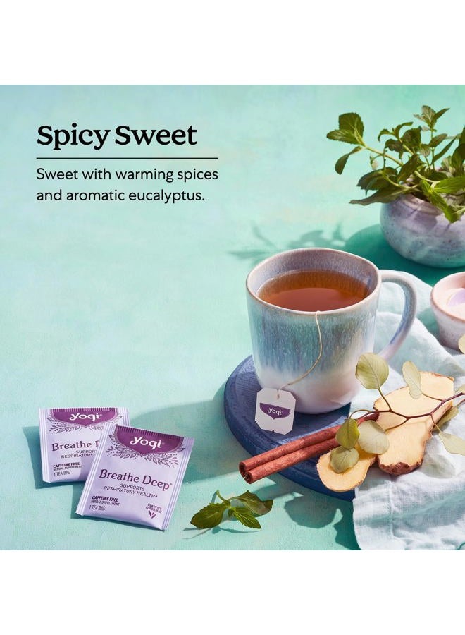 YOGI شاي تنفس عميق - 16 كيس شاي لكل عبوة (6 عبوات) - شاي تنفسي عضوي - يدعم صحة الجهاز التنفسي - يحتوي على جذر عرق السوس، ورقة الكينا، جذر الزنجبيل وقشرة القرفة - Image 4