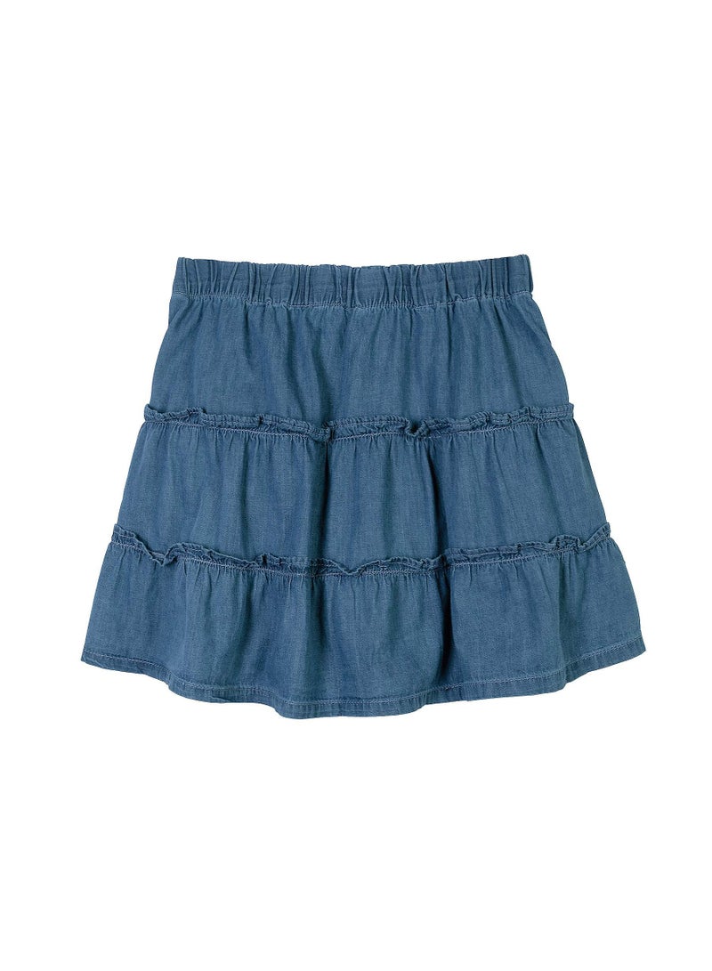 MINOTI Girls Chambray Skirt with Tiers and Elastic Waistband - Image 2