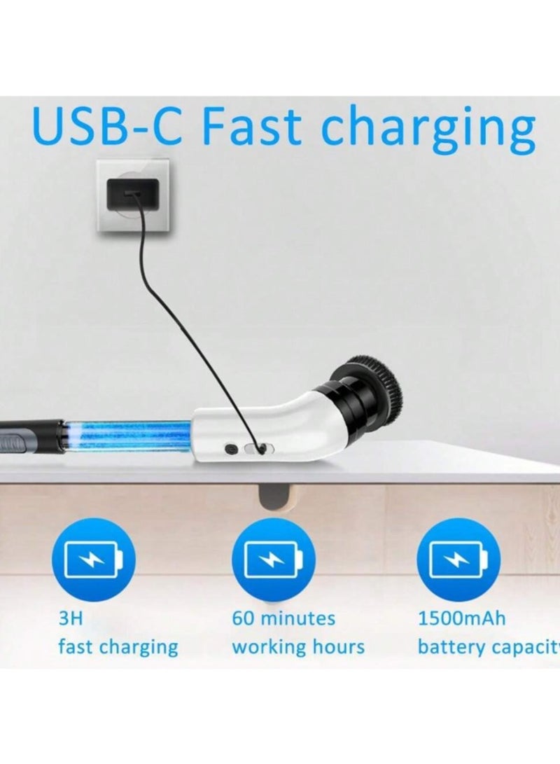 Raxoom Cordless Electric Spin Scrubber Cleaning Brush Scrubber for Home 400RPM Mins-8 Replaceable Brush Heads 90Mins Work Time 3 Adjustable Size 2 Speeds for Bathroom Shower Bathtub Glass Car - Image 4