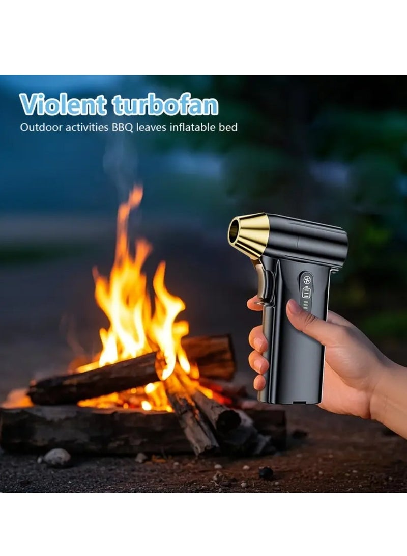 مروحة يدوية توربو 130,000 دورة في الدقيقة - منفاخ تبريد محمول قابل لإعادة الشحن مع بطارية 5000 مللي أمبير في الساعة، مزيل للغبار/الثلج ومشعل فحم للشواء للسيارة/الأنشطة الخارجية/لوحة المفاتيح - Image 4