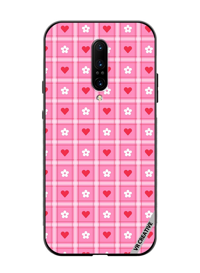 VR CREATIVE Protective Case Cover For OnePlus 7 Pro Cute Heart Love Daisy Flower Red Pink Design Multicolour - Image 1