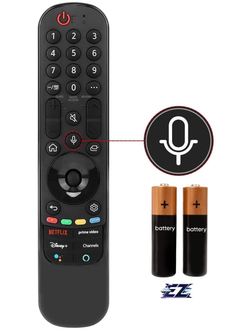 PopZa LG Magic Remote MR21GA, Voice Only Remote Control for LG 2021 Smart OLED QLED NanoCell TVs with 4 Shortcut Buttons (No NFC Function) with battery - Image 1